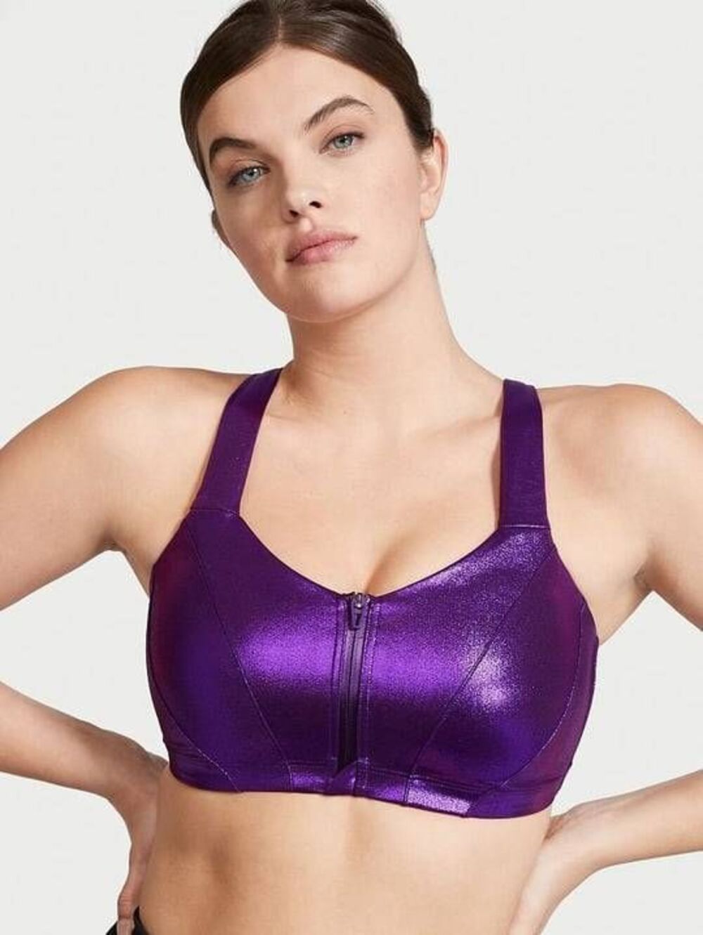 Victoria’s Secret Knockout Front Close Sports Bra 38C Metallic Purple